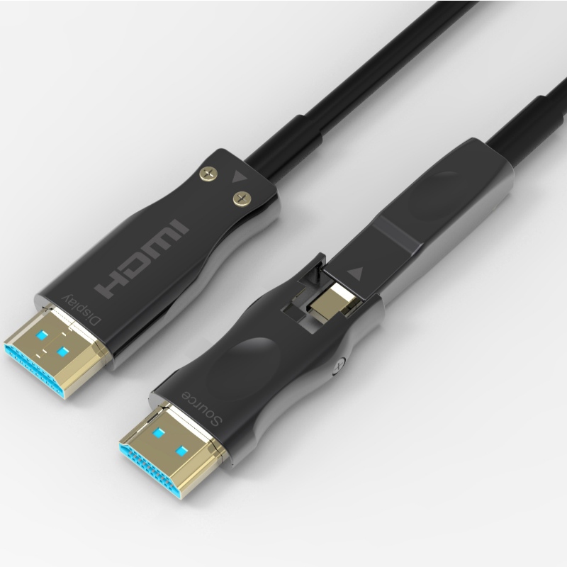 Paras hinta HDMI 2.0 Tyyppi A–D -lähdepuolelta irrotettava AOC-kuitukaapelin optinen kaapeli 15m pituus