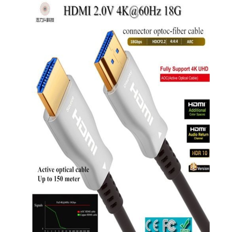 60M \/ 197ft nopea HDMI-kaapeli 2.0v 18G 4K @ 60Hz 3D ACR Audio- ja videokaapeli, HDMI AOC